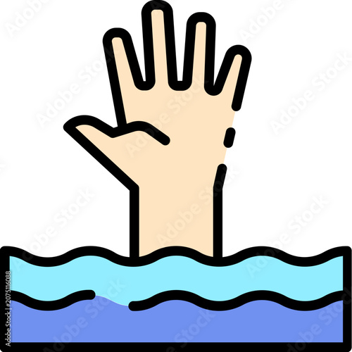 Hand in Water Help Flat Icon