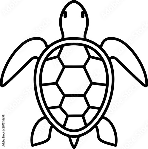 Minimalist Turtle Silhouette Icon - Simple Outline Drawing