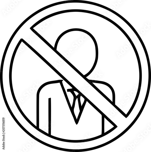 Obraz na plátně No Entry Icon: Silhouette of Person in Circle with Diagonal Line