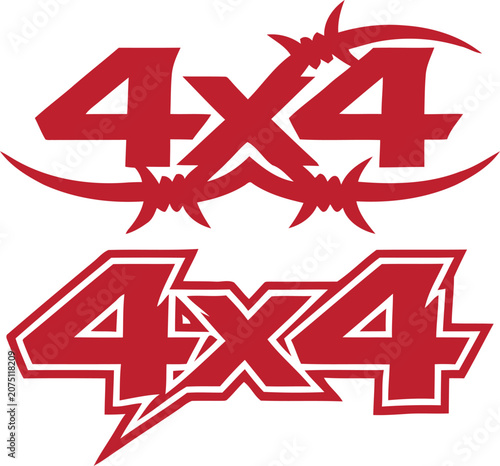 Red 4x4 offroad car decal sticker vector design.