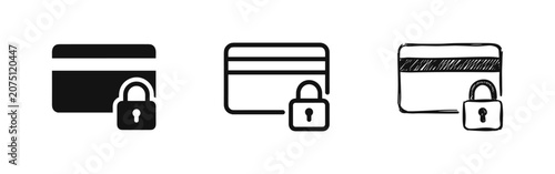 Foto Set of credit card with lock icons, secure payment security