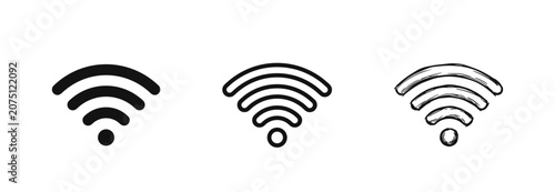 Konstfotografi Wifi Connection Signal Icon Set in Solid, Outline, and Sketch