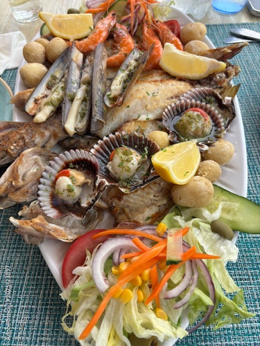 fresh seafood in the restaurant in Lanzarote