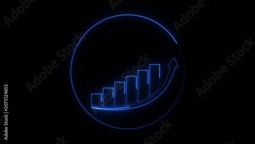 Cuadro en lienzo Glowing blue stock market growth chart inside circular digital silhouette