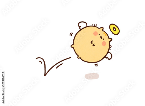 Obraz na płótnie Cat with a halo and wings bouncing to heaven like a ball, dead cat bounce concep