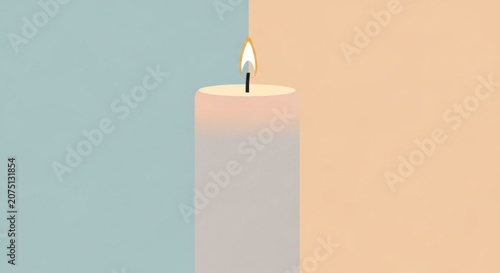 Soft illustration of lit candle on split.