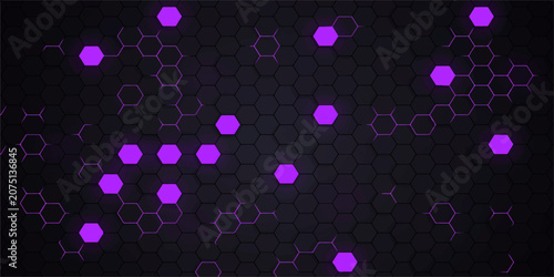 Fotografía Abstract purple and pink glowing bokeh background with circles, bright disco lig