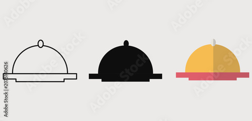 Foto Food serving cloche dish platter vector icon set
