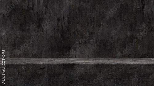 Quadro su tela Distressed concrete podium on grunge wall background 3D Render