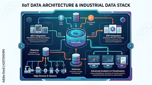Industrial internet of things data architecture and flow diagram