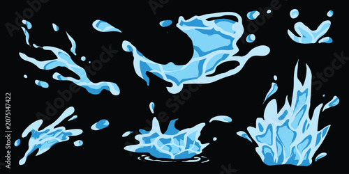 set of water splash vector element design