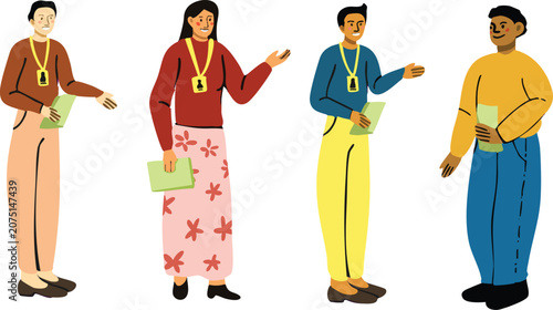 Set of business people or office worker character with various poses