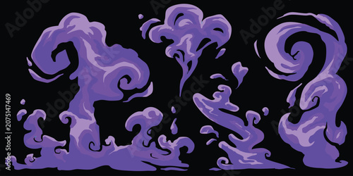 set of purple smoke vector for Halloween element design