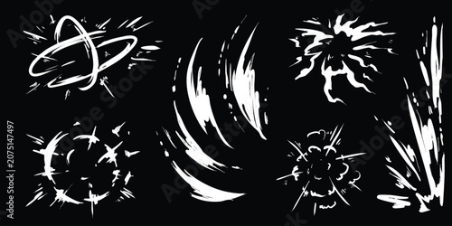splash battle and boom effect for comic vector set