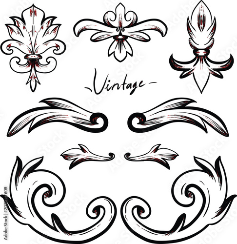 vintage vector old classic vibes ornament set