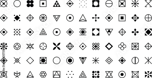 фотографія Abstract geometric shapes and symbols vector mega set with monochrome minimalist