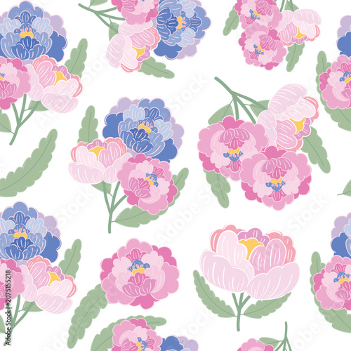 coquette seamless pastel flowers pattern