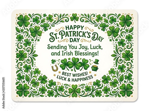 Happy St Patricks Day Greeting Card Design.
