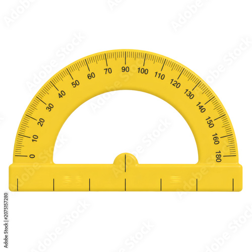 Yellow Protractor for Measuring Angles in Education and Science