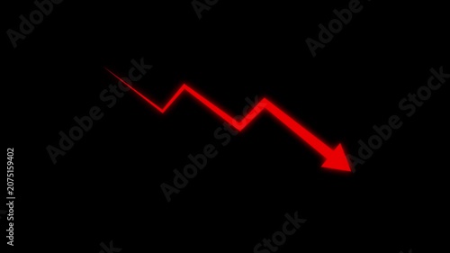 Business cost reduction and market dropdown chart icon. bar chart and arrow showing rising quality and decreasing cost. Visualize business performance optimization, downward arrow loss concept.