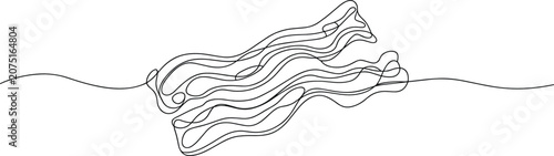 Tableau sur toile Bacon strip illustration drawn in continuous line art style, minimalist crispy p