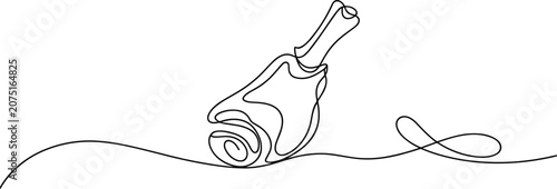 Photos Pork knuckle meat graphic in elegant continuous line art, minimalist raw ham sha
