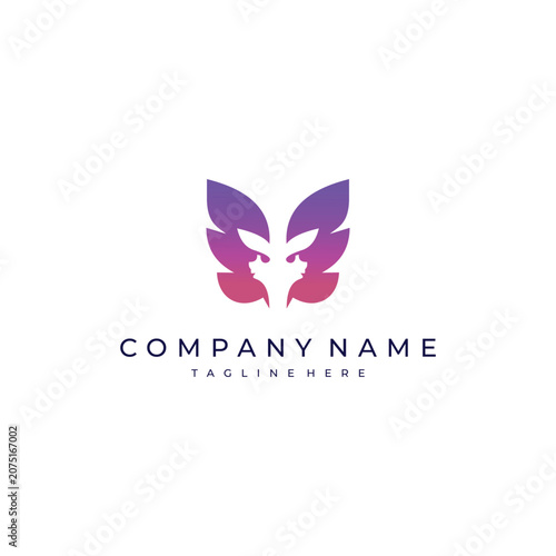 Gradient butterfly face logo with elegant feminine style, perfect for beauty, spa, wellness, salon, fashion, and creative branding.