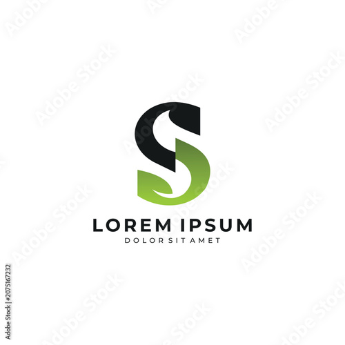Modern green and black letter S logo, suitable for finance, startup, consulting, technology, business, and corporate identity.