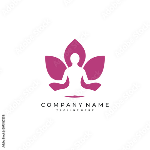 Lotus meditation woman logo with calm feminine style, ideal for yoga, wellness, spa, beauty, mindfulness, and holistic brands.