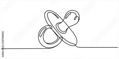 Foto Continuous single line drawing of a baby pacifier symbol for newborn nursery car