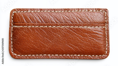 Close-Up View of a Brown Leather Wallet with Textured Surface and White Stitching