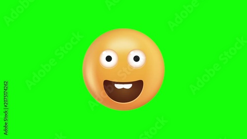 Smiling 3D Emoji On Green Screen Background.