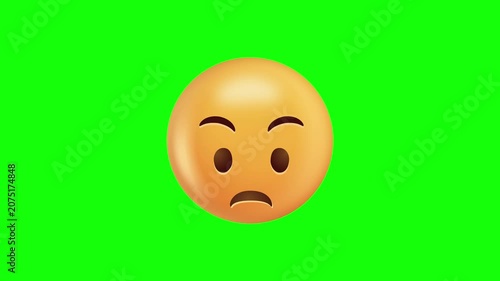 Puzzled Yellow Emoji On Green Screen Video.