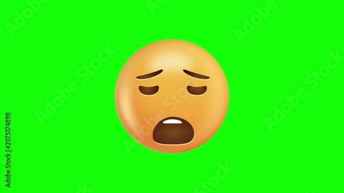 Tired Emoji On Green Screen Background Loop.