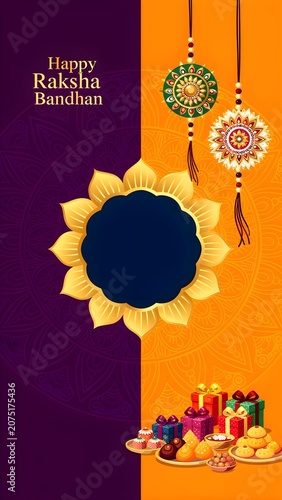 Festive Raksha Bandhan Background Featuring Beautifully Decorated Rakhi and blank space for text