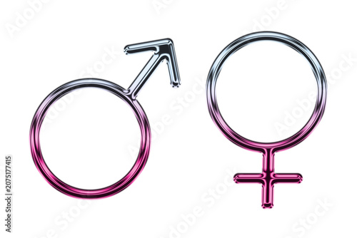A symbolic representation of male and female gender icons on transparent background