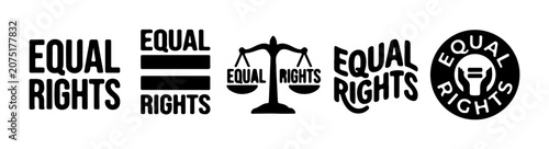 Tableau sur toile Equal Rights Symbols Collection, Justice Scales, Equality Icons, Social Justice