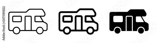 RV Camper Icons, Motorhome Vector Set, Recreational Vehicle Graphics