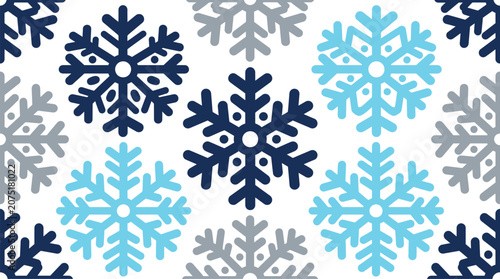 Bild auf Leinwand Snowflakes in various shades of blue and gray for winter or festive themed projects symbolizing uniqueness and delicacy in frozen crystal designs
