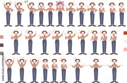 ビジネスキャラクターのポーズセットイラスト
