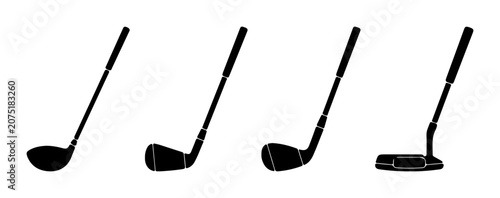 Konstfotografi Golf Club Silhouettes: Driver, Irons, Putter Set for Sports Graphics