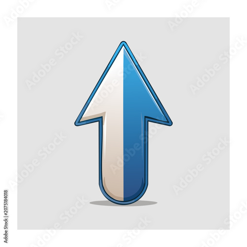 Blue and white arrow pointing upwards