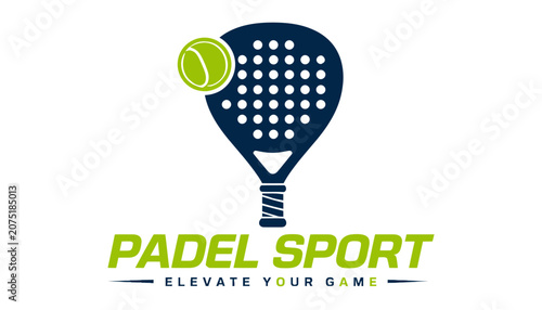 vector illustration of a Modern Padel Sport Logo with Racket and Ball