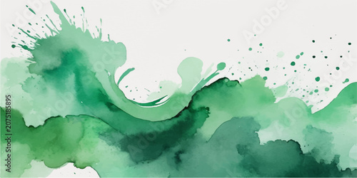 Tableau sur toile Abstract blue and green watercolor background with ink splash, paint splatters,