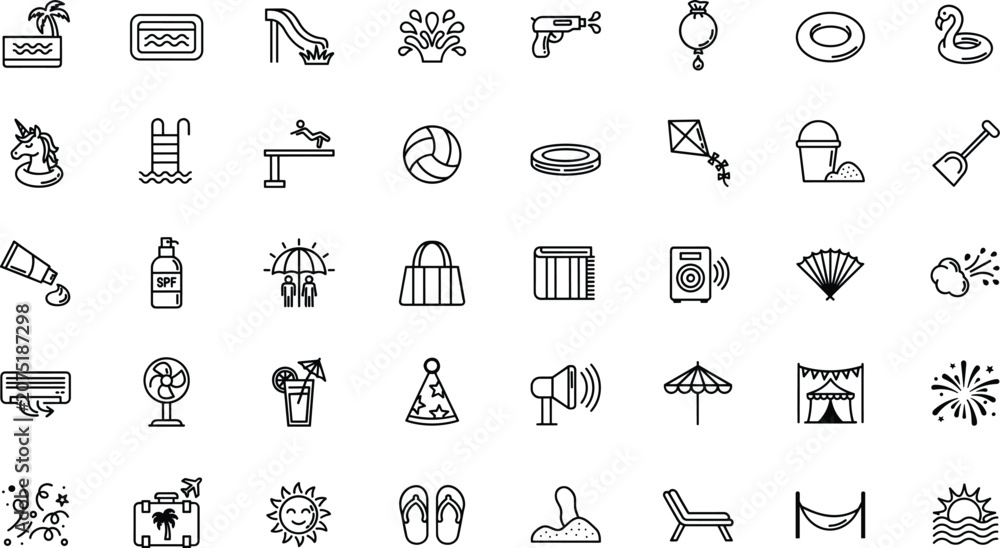 Naklejka premium Summer vacation and beach icons collection holiday