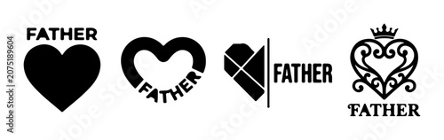 Tablou pe pânză Father's Day Heart Icons, Fatherhood Love Symbols, Family Celebration Graphics,