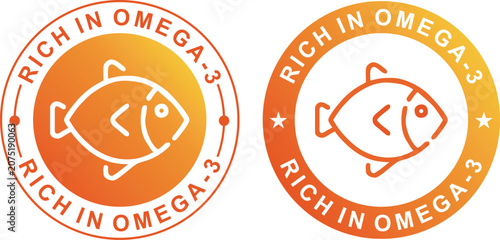 Omega-3 Label. Rich in Omega-3 . Omega 3 . Omega 3 stickers for products
