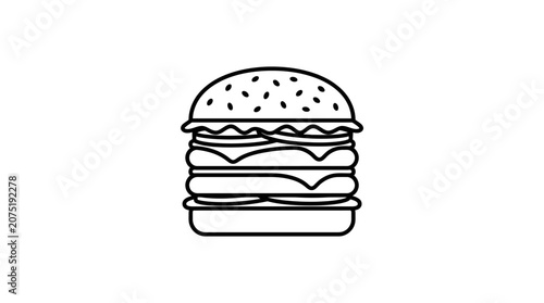 Simple Burger Outline Icon Vector Illustration