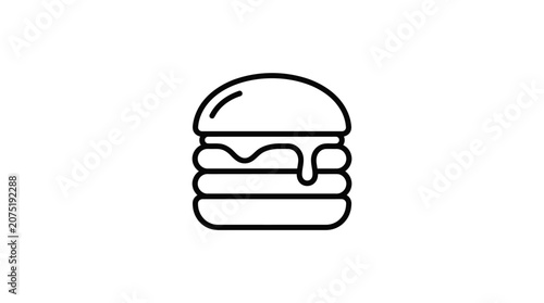 Simple Burger Icon Line Art Illustration