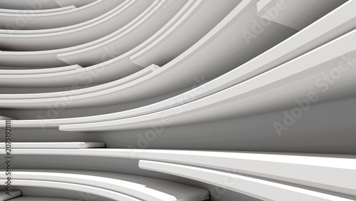Obraz na plátně Abstract 3D render of white curved stacked architectural layers